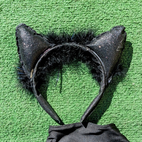 Black Cat Body Jumpsuit+Sparkling Ears Headress Cosplay/Costume Girls Sz 5/6 EUC - Picture 4 of 6